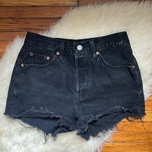 Levi’s black high waisted cut off jean shorts